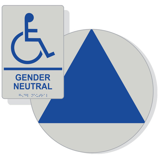 Blue on Pearl Gray California Title 24 Accessible Gender Neutral Restroom Sign Set RRE-35211_DCT_Title24Set_Blue_on_PearlGray
