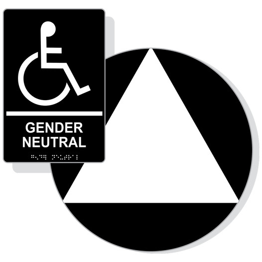 White on Black California Title 24 Accessible Gender Neutral Restroom Sign Set RRE-35211_DCT_Title24Set_White_on_Black