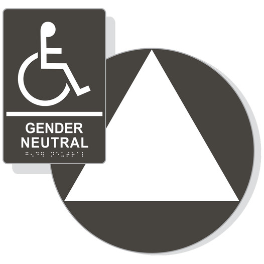 White on Charcoal Gray California Title 24 Accessible Gender Neutral Restroom Sign Set RRE-35211_DCT_Title24Set_White_on_CharcoalGray