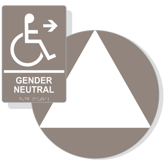 White on Taupe California Title 24 Accessible Gender Neutral Restroom Right Sign Set RRE-35212_DCT_Title24Set_White_on_Taupe