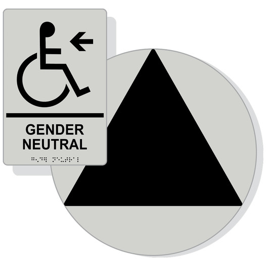 Black on Pearl Gray California Title 24 Accessible Gender Neutral Restroom Left Sign Set RRE-35213_DCT_Title24Set_Black_on_PearlGray
