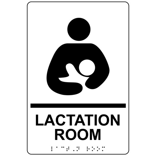 White ADA Braille LACTATION ROOM Sign with Symbol RRE-37151-Black_on_White