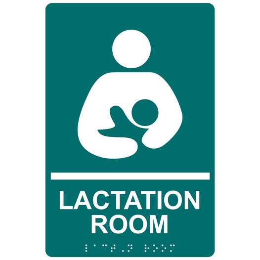 Bahama Blue ADA Braille LACTATION ROOM Sign with Symbol RRE-37151-White_on_BahamaBlue