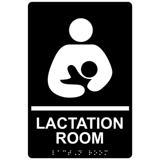 Black ADA Braille LACTATION ROOM Sign with Symbol RRE-37151-White_on_Black