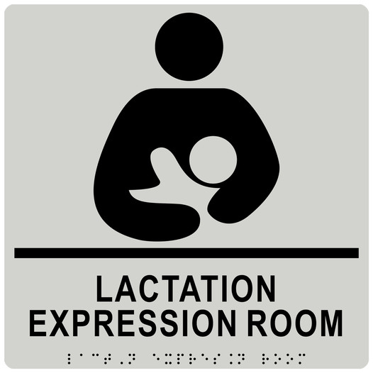 Square Pearl Gray ADA Braille LACTATION EXPRESSION ROOM Sign With Symbol RRE-37152-99-Black_on_PearlGray