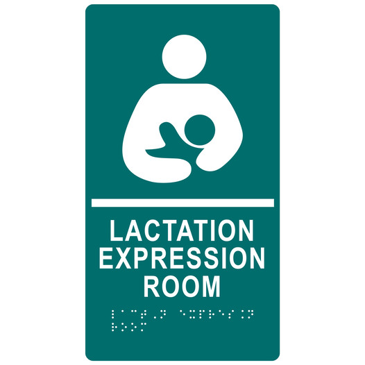 Bahama Blue ADA Braille LACTATION EXPRESSION ROOM Sign with Symbol RRE-37152-White_on_BahamaBlue