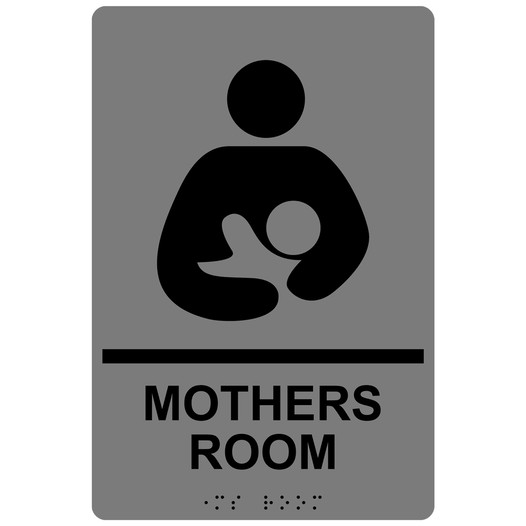 Gray ADA Braille MOTHERS ROOM Sign with Symbol RRE-930_Black_on_Gray