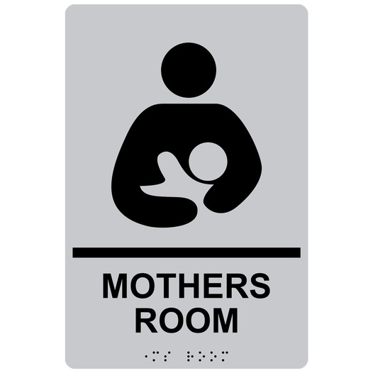 Silver ADA Braille MOTHERS ROOM Sign with Symbol RRE-930_Black_on_Silver