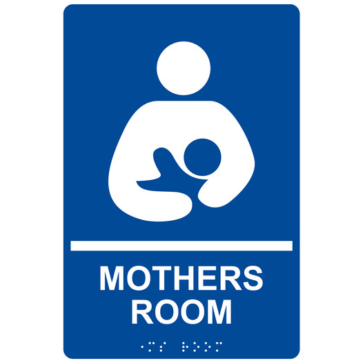 Blue ADA Braille MOTHERS ROOM Sign with Symbol RRE-930_White_on_Blue