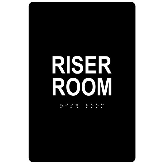 Black ADA Braille RISER ROOM Sign RRE-970_White_on_Black