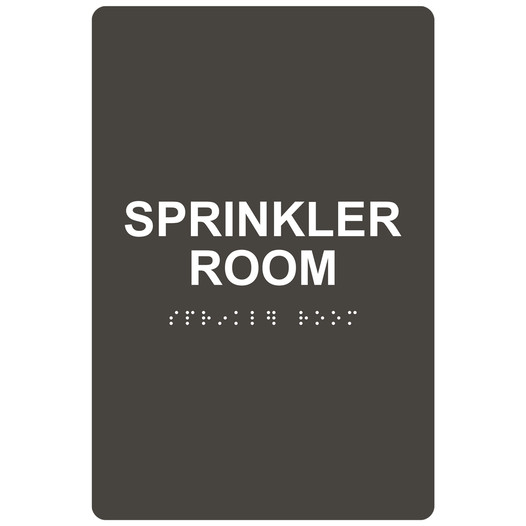 Charcoal Gray ADA Braille SPRINKLER ROOM Sign RRE-985_White_on_CharcoalGray