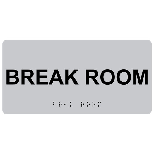 Silver ADA Braille Break Room Sign with Tactile Text - RSME-266_Black_on_Silver