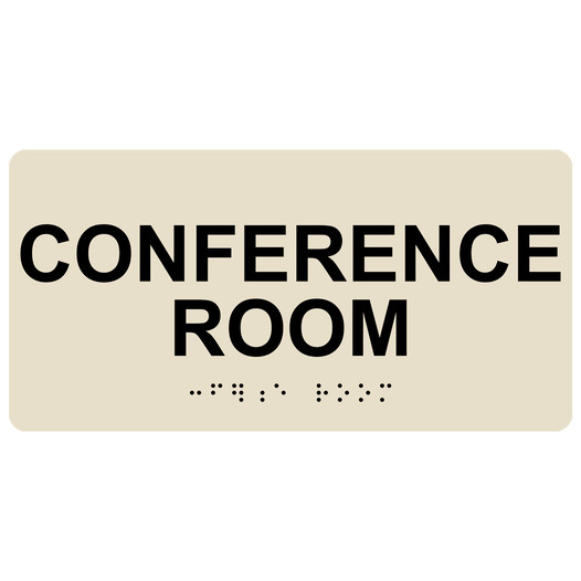 Almond ADA Braille Conference Room Sign with Tactile Text - RSME-285_Black_on_Almond