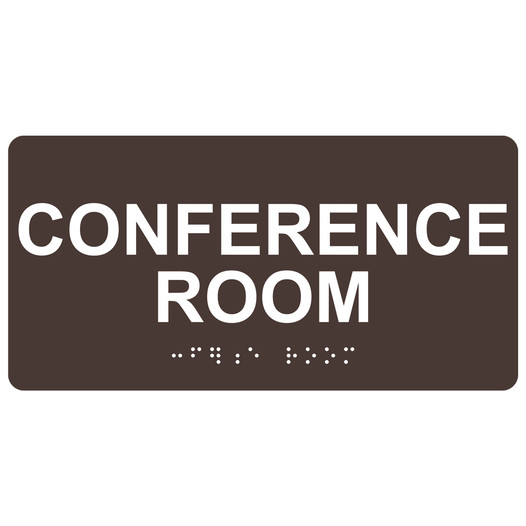 Dark Brown ADA Braille Conference Room Sign with White Tactile Text