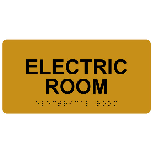 Gold ADA Braille Electric Room Sign with Black Tactile Text
