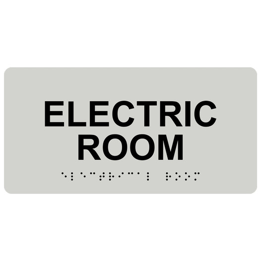 Pearl Gray ADA Braille Electric Room Sign with Black Tactile Text