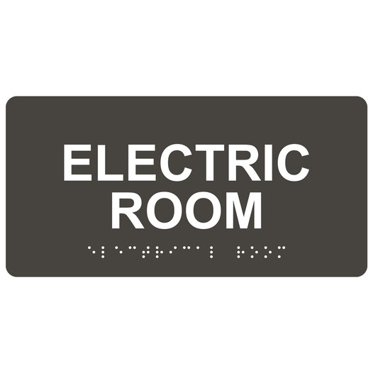 Charcoal Gray ADA Braille Electric Room Sign with White Tactile Text