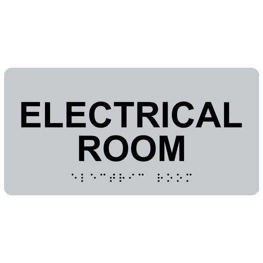 Silver ADA Braille Electrical Room Sign with Tactile Text - RSME-302_Black_on_Silver