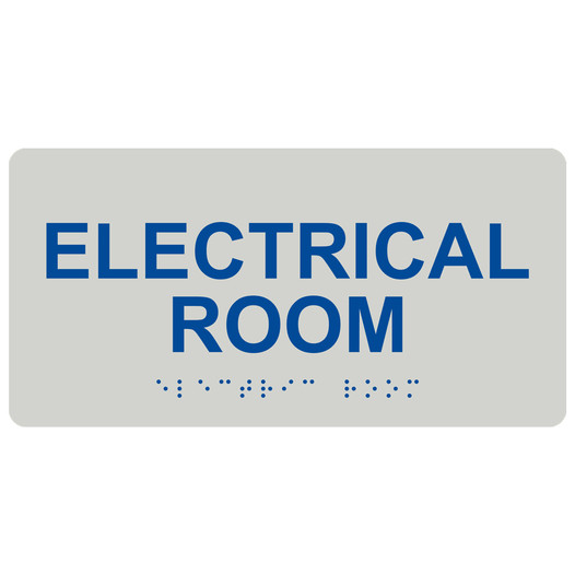 Pearl Gray ADA Braille Electrical Room Sign with Tactile Text - RSME-302_Blue_on_PearlGray