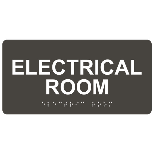 Charcoal Gray ADA Braille Electrical Room Sign with Tactile Text - RSME-302_White_on_CharcoalGray