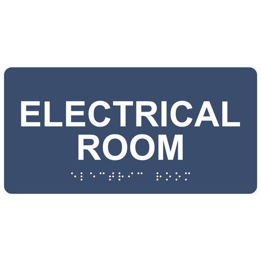 Navy ADA Braille Electrical Room Sign with Tactile Text - RSME-302_White_on_Navy