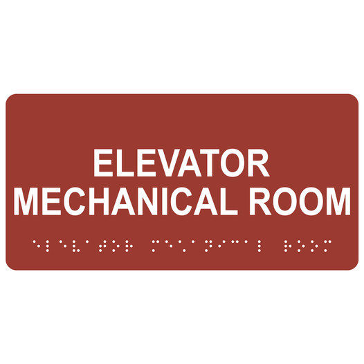 Canyon ADA Braille Elevator Mechanical Room Sign with White Tactile Text