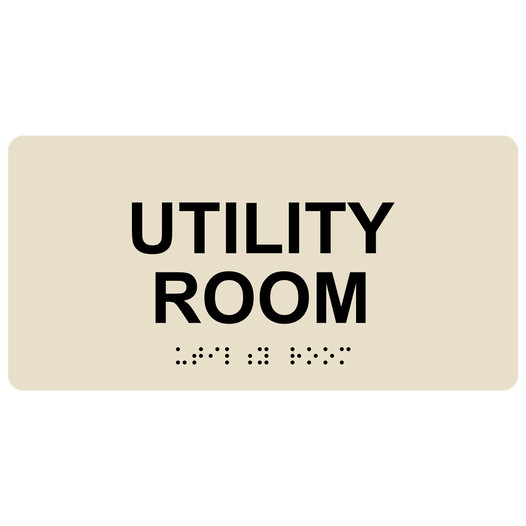 Almond ADA Braille Utility Room Sign with Black Tactile Text