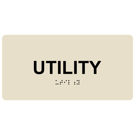Almond ADA Braille Utility Sign with Black Tactile Text