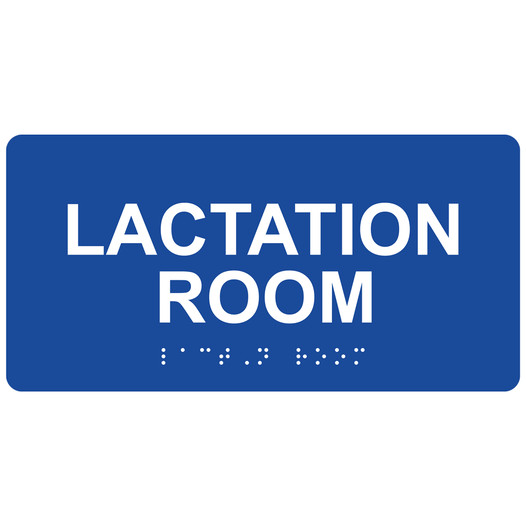 Blue ADA Braille Lactation Room Sign with Tactile Text - RSME-37153-White_on_Blue