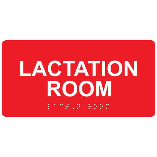 Red ADA Braille Lactation Room Sign with Tactile Text - RSME-37153-White_on_Red