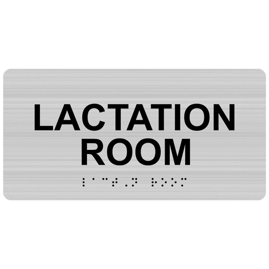 Brushed Silver ADA Braille Lactation Room Sign with Black Tactile Text