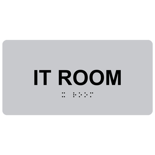 Silver ADA Braille It Room Sign with Black Tactile Text
