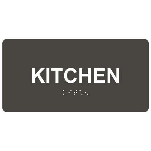 Charcoal Gray ADA Braille Kitchen Sign with White Tactile Text