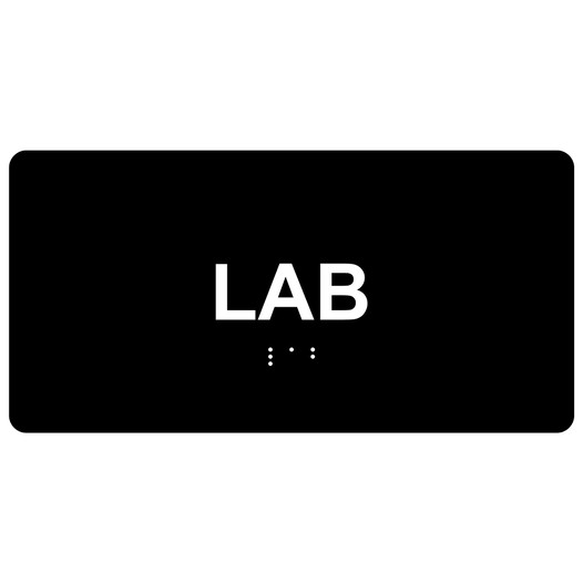 Black ADA Braille Lab Sign with White Tactile Text
