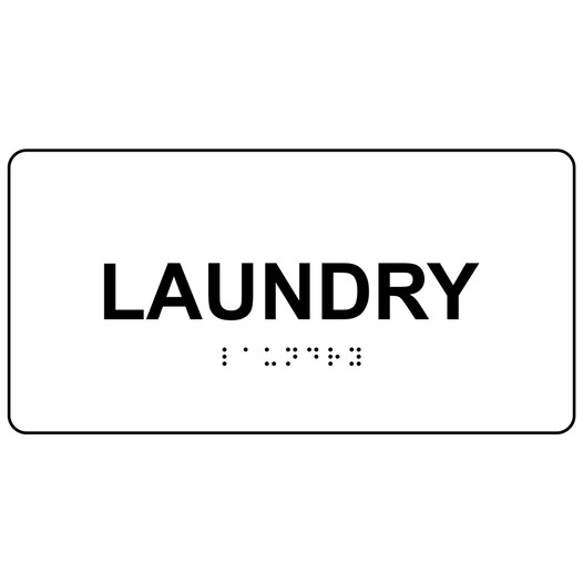 White ADA Braille Laundry Sign with Black Tactile Text