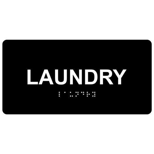 Black ADA Braille Laundry Sign with White Tactile Text