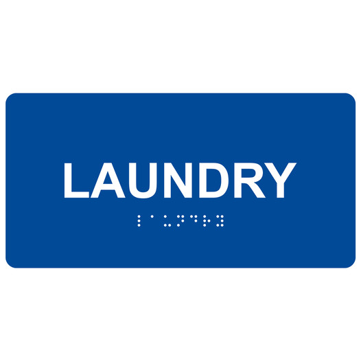 Blue ADA Braille Laundry Sign with White Tactile Text