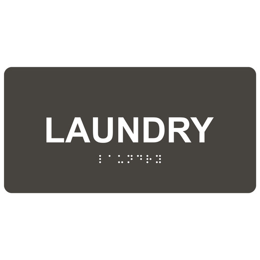 Charcoal Gray ADA Braille Laundry Sign with Tactile Text - RSME-395_White_on_CharcoalGray