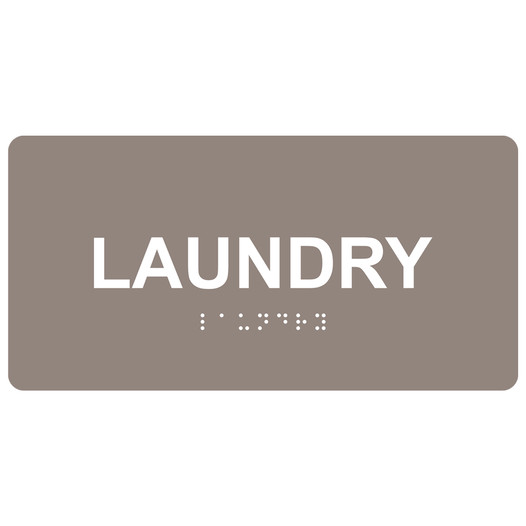 Taupe ADA Braille Laundry Sign with White Tactile Text