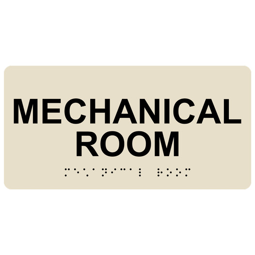 Almond ADA Braille Mechanical Room Sign with Black Tactile Text