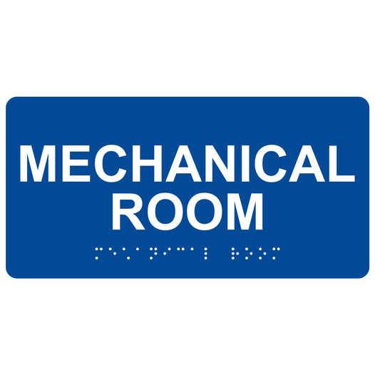 Blue ADA Braille Mechanical Room Sign with Tactile Text - RSME-426_White_on_Blue