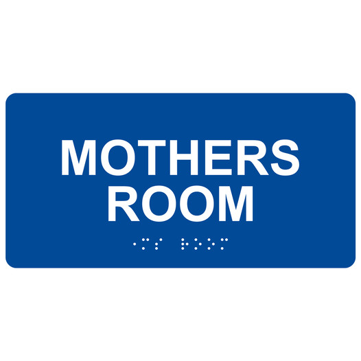 Blue ADA Braille Mothers Room Sign with White Tactile Text