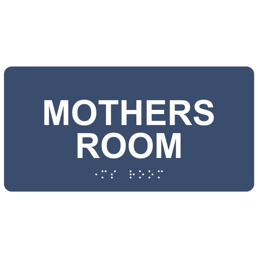 Navy ADA Braille Mothers Room Sign with Tactile Text - RSME-431_White_on_Navy