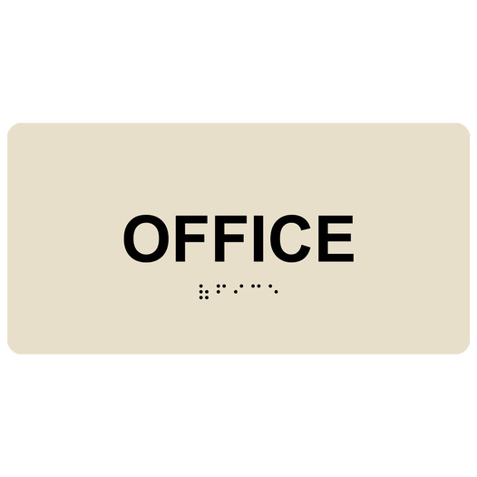 Almond ADA Braille Office Sign with Tactile Text - RSME-485_Black_on_Almond