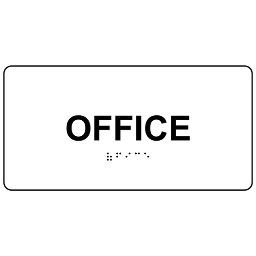 White ADA Braille Office Sign with Tactile Text - RSME-485_Black_on_White