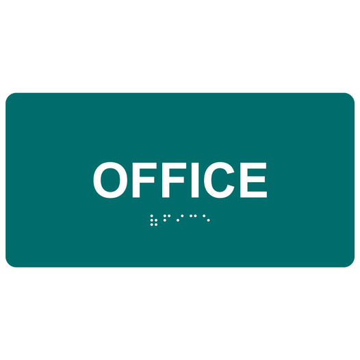 Bahama Blue ADA Braille Office Sign with Tactile Text - RSME-485_White_on_BahamaBlue