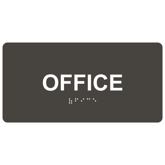 Charcoal Gray ADA Braille Office Sign with Tactile Text - RSME-485_White_on_CharcoalGray