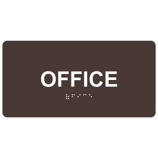 Dark Brown ADA Braille Office Sign with Tactile Text - RSME-485_White_on_DarkBrown