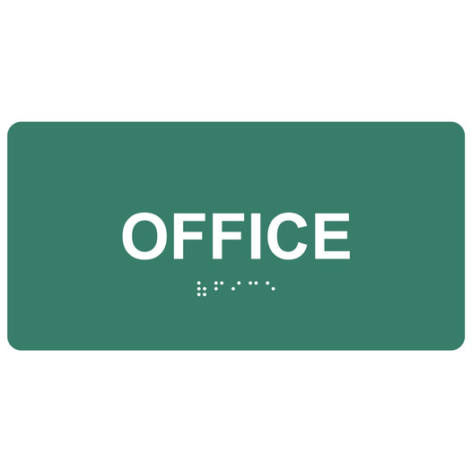 Pine Green ADA Braille Office Sign with Tactile Text - RSME-485_White_on_PineGreen