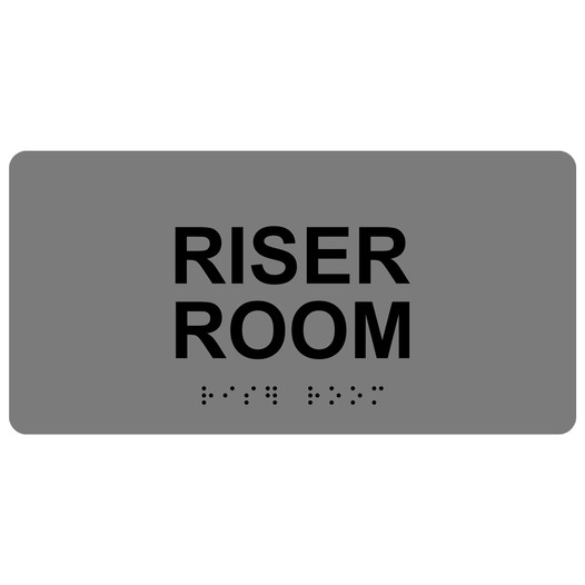Gray ADA Braille Riser Room Sign with Black Tactile Text